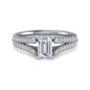 14K White Gold Emerald Cut Diamond Engagement Ring
