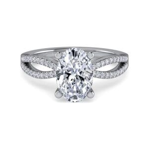 14K White Gold Split Shank Oval Diamond Engagement Ring