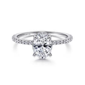 14k Hidden Halo Solitaire Ring With Diamonds. Does Not Include Center Diamond. Pick And Choose Center Diamond From Our Above Ground Diamonds Or Lab Grown Diamonds