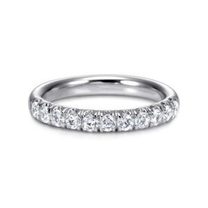 14K White Gold 11 Stone French Pavé Diamond Wedding Band
